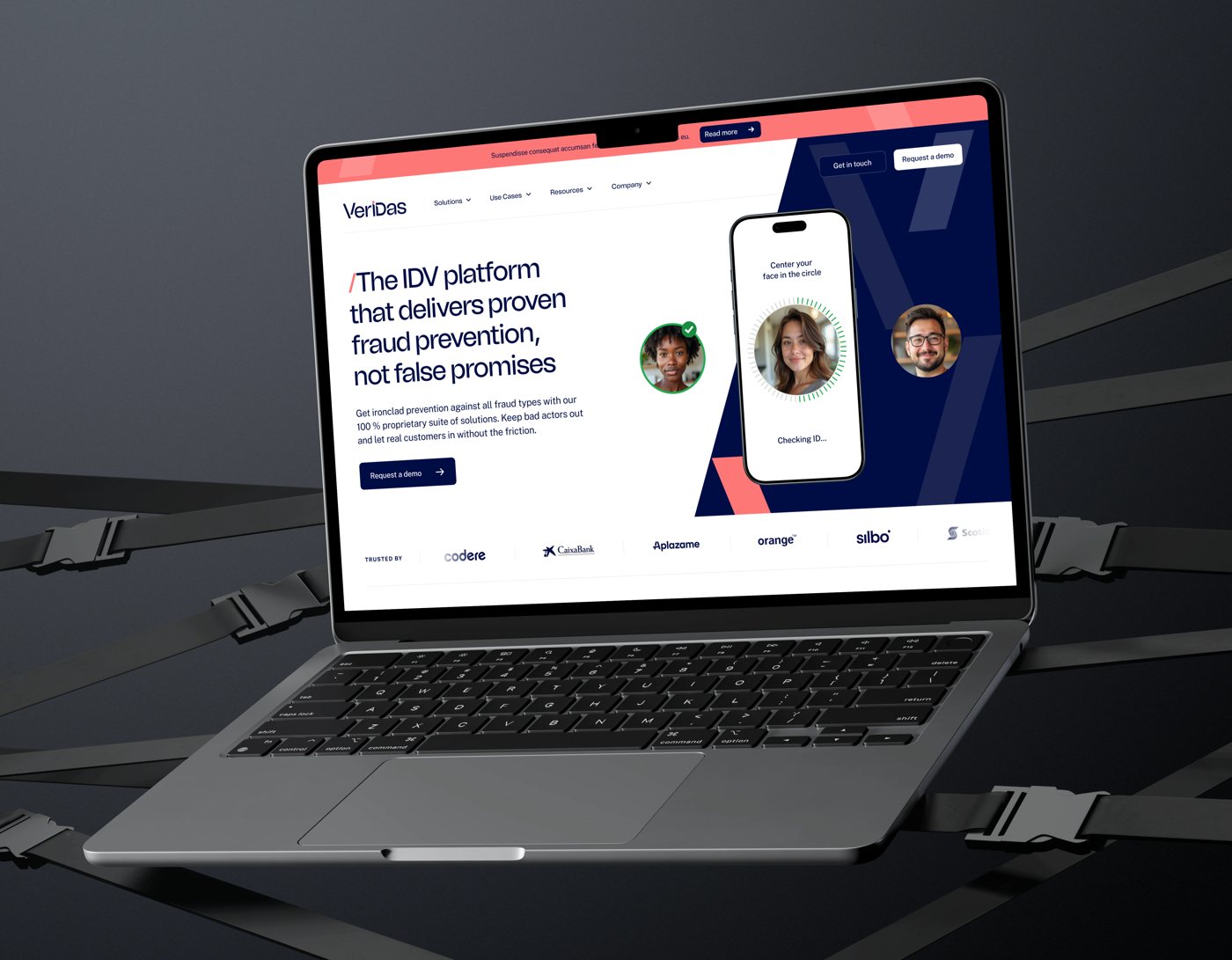 The redesigned Veridas website on a laptop